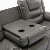 Grey Manual PU Upholstered Home Theater Recliner Chair Set - Omega Lifestyles