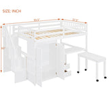 Full Full Size Loft Bed With Stairs Desk And Storage - Omega Lifestyles