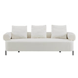 Modern 3-Seater Beige Boucle Upholstered Sofa With Pillows - Omega Lifestyles