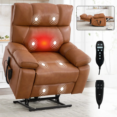 Orange Medium-Firm Faux Leather Power Lift Massage Chair - Omega Lifestyles