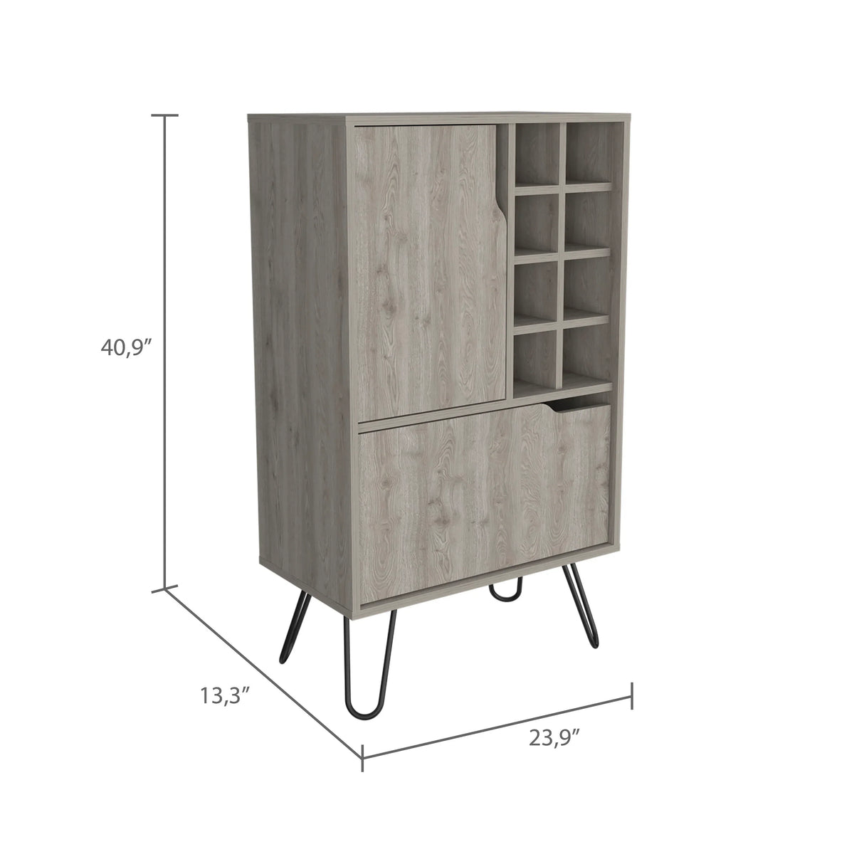 Light Grey Particle Board Liquor Cabinet With Steel Legs - Omega Lifestyles