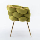 Olive Green Velvet Knitted Backrest Accent Chair - Omega Lifestyles