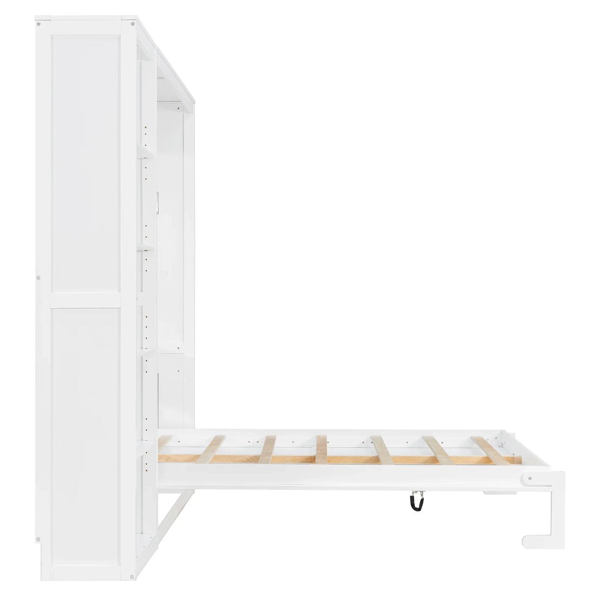 Queen Murphy Bed Wall Bed With Shelves White Solid Wood - Omega Lifestyles