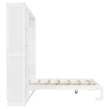 Queen Murphy Bed Wall Bed With Shelves White Solid Wood - Omega Lifestyles