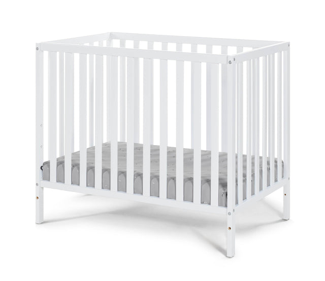 3-in-1 Convertible White Solid Wood Mini Crib With Mattress Pad - Omega Lifestyles