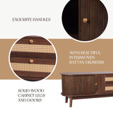 Modern Farmhouse Rattan TV Stand With Storage Cabinet - Sleep Galleria