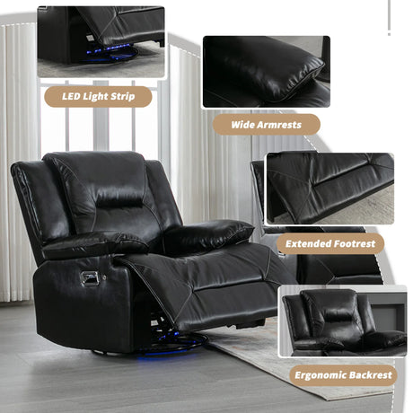 360-Degree Swivel Manual Rocking Leather Gel Recliner Chair - Omega Lifestyles