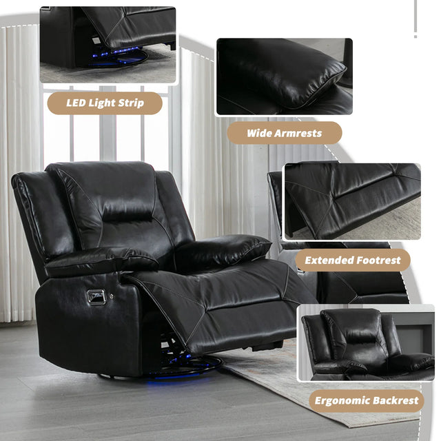 360-Degree Swivel Manual Rocking Leather Gel Recliner Chair - Omega Lifestyles