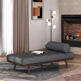 Mid-Century Button-Tufted Charcoal Fabric Chaise Lounge - Omega Lifestyles