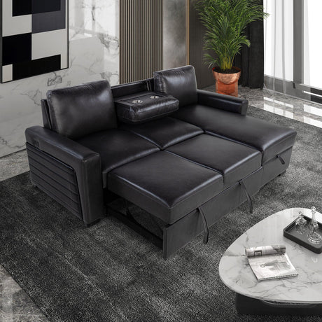 Modern Charcoal Wood Frame Sofabed With Pull-Out Bed - Omega Lifestyles