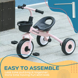 Adjustable Seat Toddler Metal Tricycle With Bell Basket - Omega Lifestyles