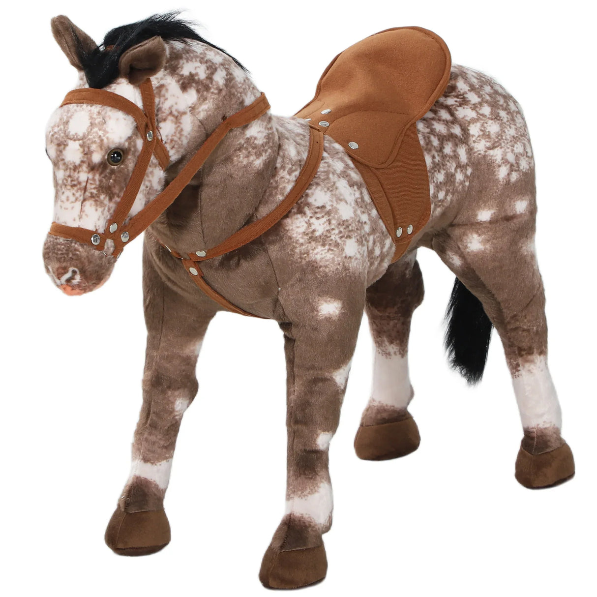 Realistic Ride-On Horse Toy With Saddle And Sound - Omega Lifestyles