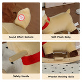 Soft Plush Fabric Kids Ride-On Rocking Horse Toy - Omega Lifestyles