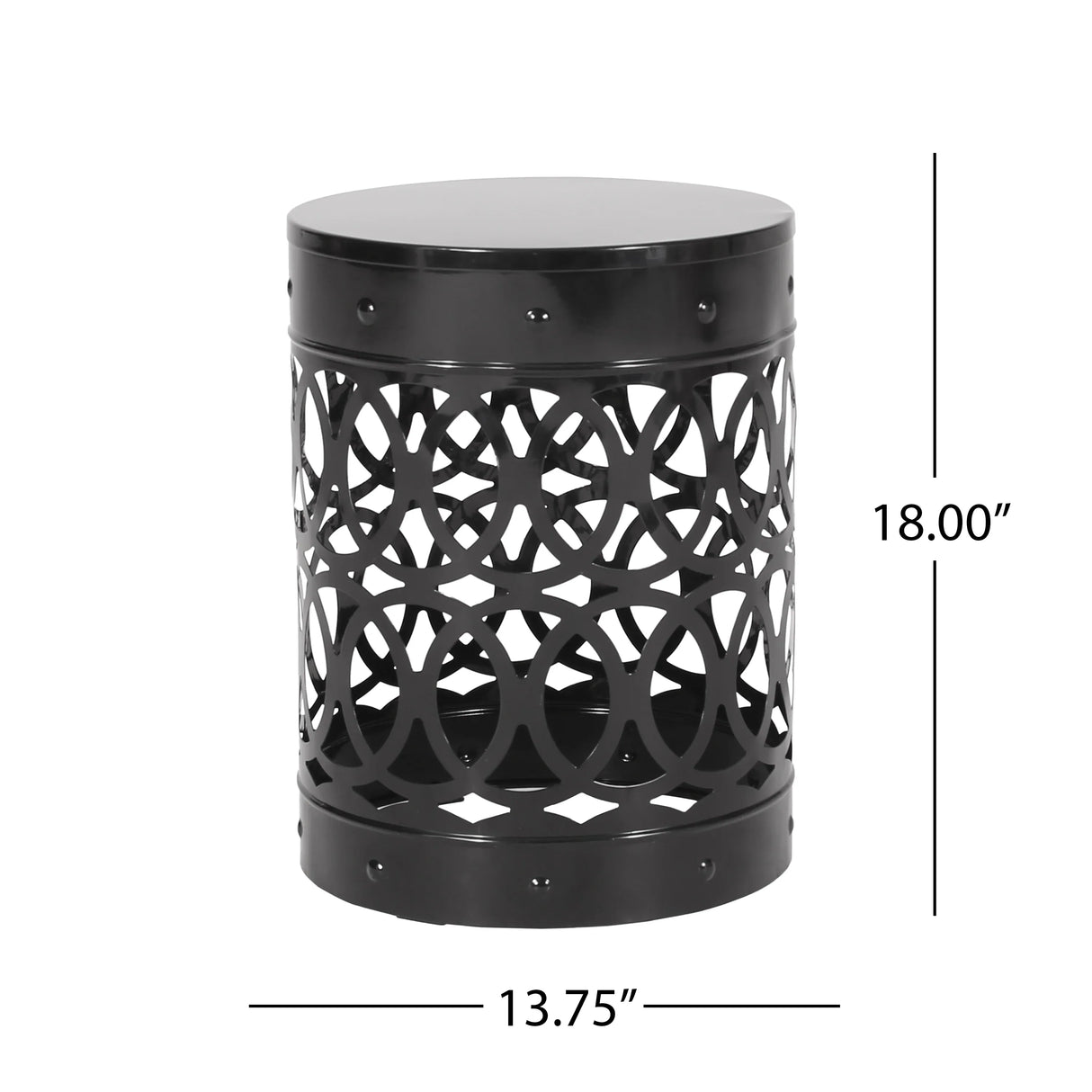Modern Black Powder-Coated Iron Outdoor End Table - Omega Lifestyles
