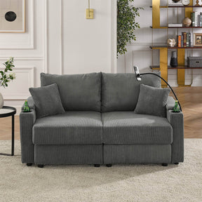 Modern Corduroy Armless Loveseat Sofa Chair - Omega Lifestyles
