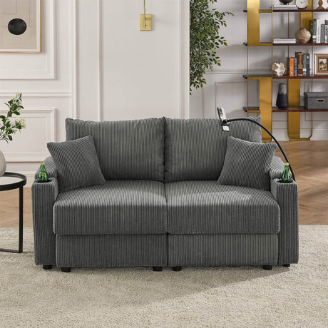 Modern Corduroy Armless Loveseat Sofa Chair - Omega Lifestyles