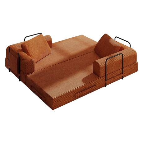 Convertible Foldable Corduroy Sofa Bed With Pillow - Omega Lifestyles