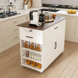 Rustic Mobile Kitchen Island With Storage And Power Outlet - Omega Lifestyles