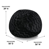 5-Foot Black Faux Fur Memory Foam Bean Bag Chair - Omega Lifestyles