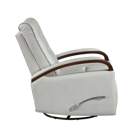Swivel Gliding Recliner Faux Leather With Solid Rubberwood Arms - Omega Lifestyles