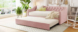Twin Upholstered Velvet Daybed With Pop Up Trundle - Omega Lifestyles