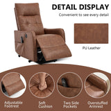 Brown Faux Leather Power Lift Recliner Chair With Massage Heat - Omega Lifestyles