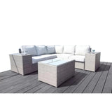 8-Piece Grey Mix Wicker Outdoor Seating Group With Cushions - Omega Lifestyles