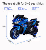 12V Kids Ride-On Motorcycle With Training Wheels and Lights - Omega Lifestyles