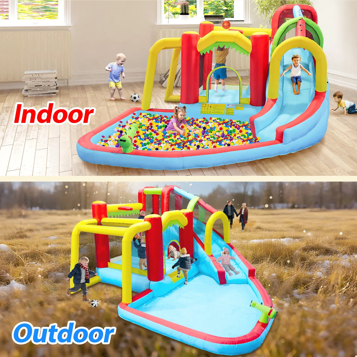 7-in-1 Inflatable Outdoor Water Park Bounce House - Omega Lifestyles