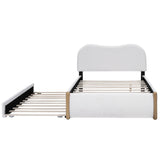 Full Upholstered Platform Bed With Twin Trundle White - Omega Lifestyles