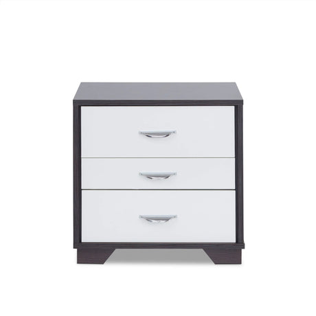 Contemporary White And Black MDF Accent Nightstand - Omega Lifestyles