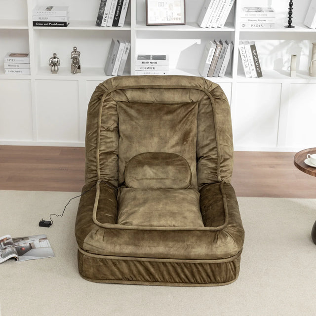 Adjustable Velvet Upholstered Floor Sofa With Massage Pillow - Omega Lifestyles