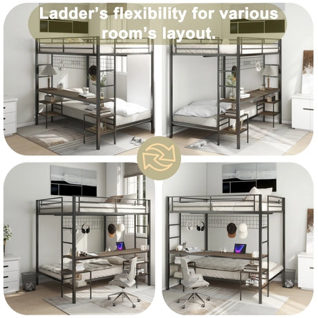 Full Over Twin Metal Bunk Bed With Desk Charging Station - Omega Lifestyles