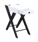 Modern White Black Accent USB Charging Table With Drawer - Omega Lifestyles
