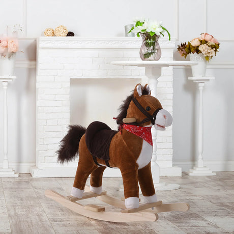 Plush Kids Rocking Horse With Realistic Sounds - Omega Lifestyles
