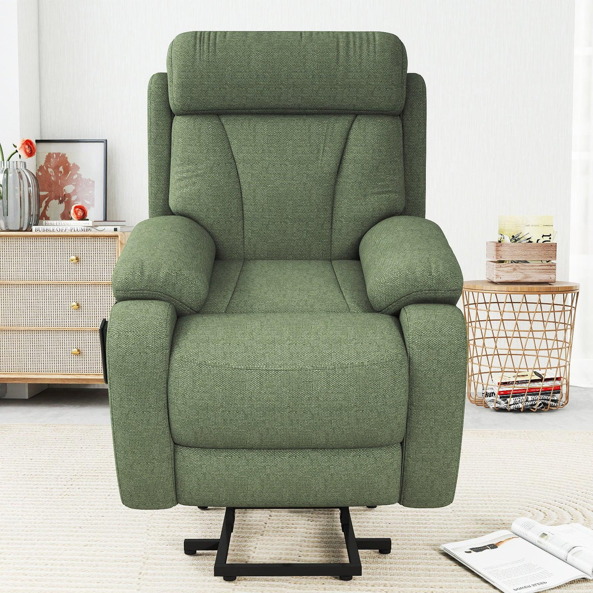Power Lift Recliner Medium-Soft Snowflake Velvet Chair - Omega Lifestyles
