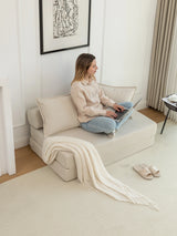 Foldable Corduroy Convertible Sofa Bed With Lumbar Pillow - Omega Lifestyles