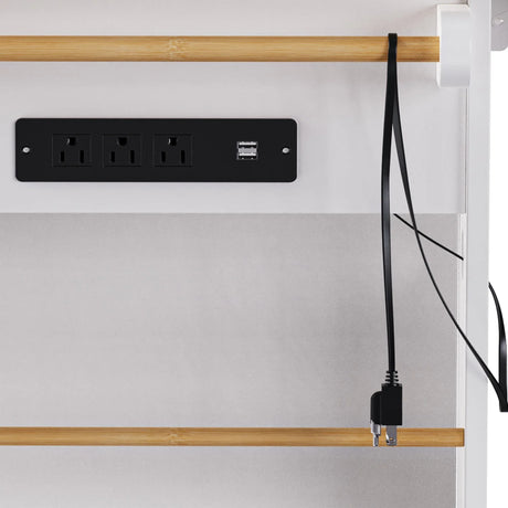 Rolling Kitchen Island Cart With Drop Leaf And Power Outlet - Omega Lifestyles