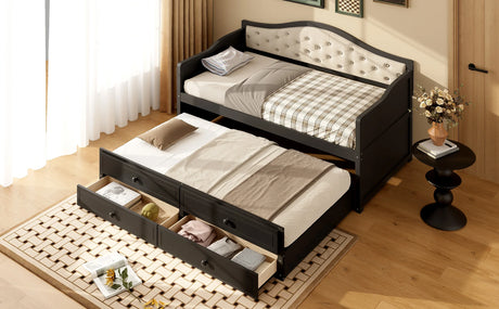 Twin Daybed With Pull-Out Trundle And Storage Drawers - Omega Lifestyles