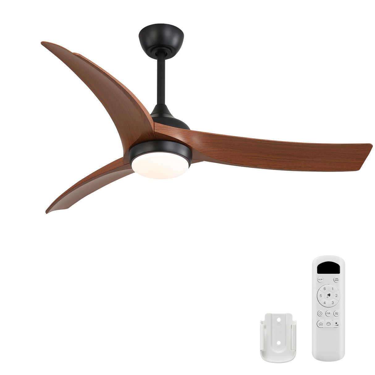 52-Inch Black ABS Ceiling Fan With Remote Control