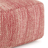 Maroon Mélange Upholstered Square Fabric Pouf Ottoman - Omega Lifestyles
