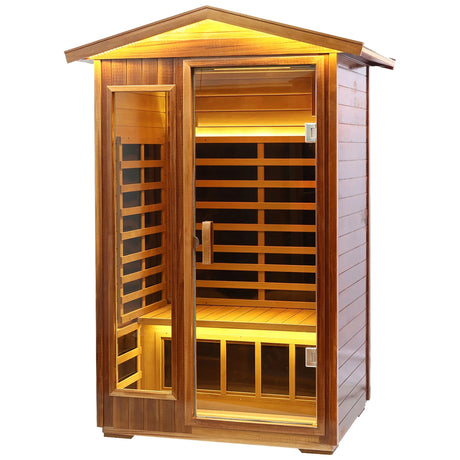 Two-Person Solid Wood Far-Infrared Outdoor Sauna - Omega Lifestyles