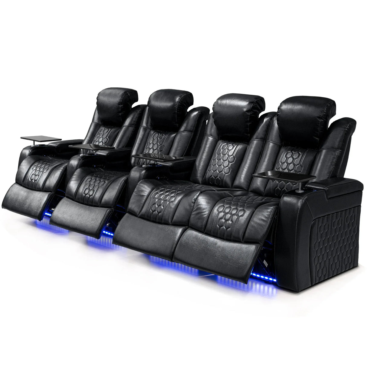 Power Recliner Genuine Leather Fully Adjustable With RGB Lighting - Omega Lifestyles