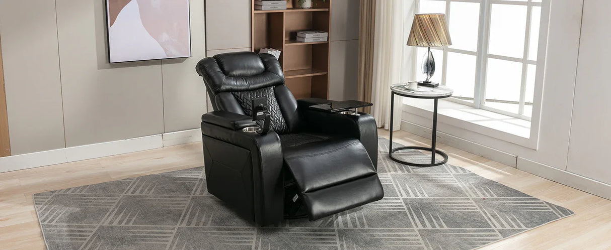 Power Reclining PU Leather Home Theater Recliner Chair - Omega Lifestyles
