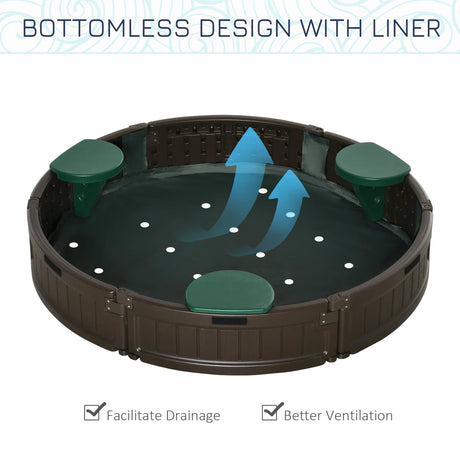 Kids Outdoor HDPE Round Sandbox With Cover and Seats - Omega Lifestyles