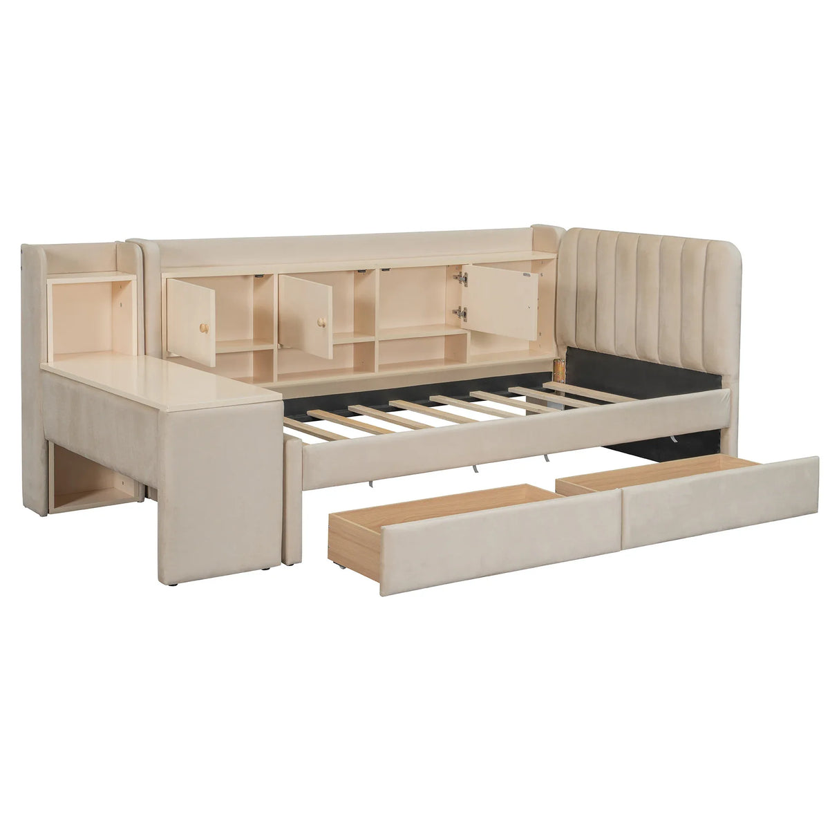 Twin Velvet Upholstered Daybed With Storage Drawers - Omega Lifestyles