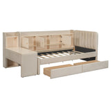 Twin Velvet Upholstered Daybed With Storage Drawers - Omega Lifestyles