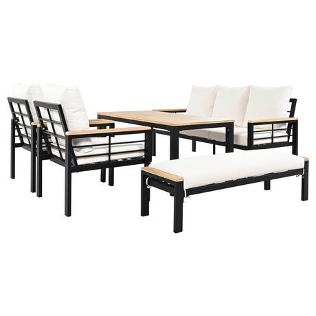 5-Piece Acacia Wood Iron Frame Patio Furniture Set - Omega Lifestyles