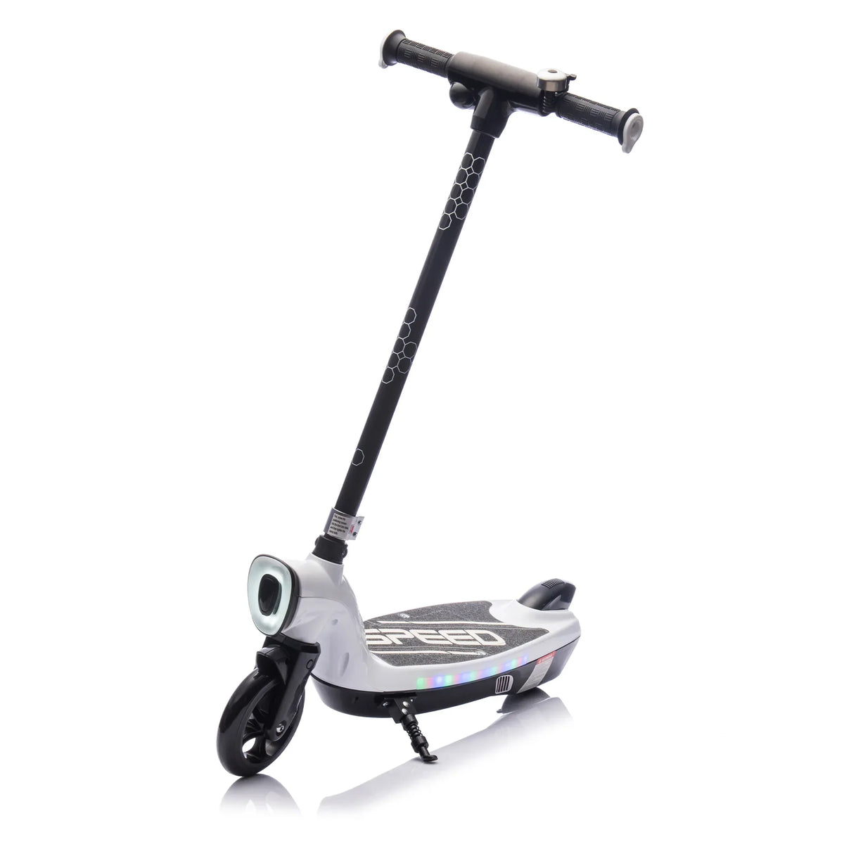Kids Electric Scooter With Kickstand Bell Rear Brake And LED Lights - Omega Lifestyles
