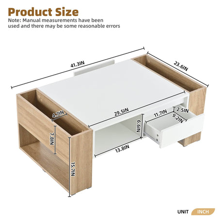 High Glossy White Coffee Table With Drawers - Sleep Galleria